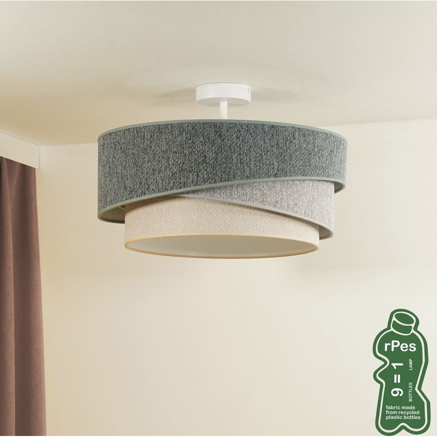 Duolla - Lámpara de techo KOBO ECO RECYCLING 1xE27/15W/230V diá. 45 cm verde/gris/color crema