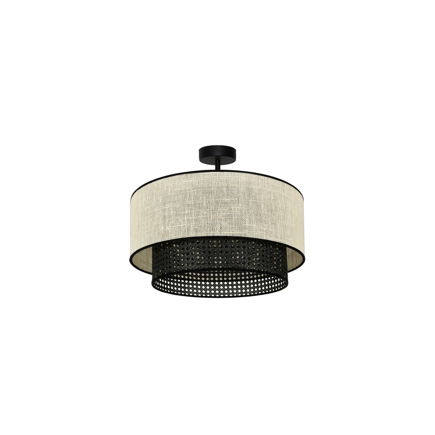Duolla - Lámpara de techo RATTAN YUTE 1xE27/15W/230V diá. 45 cm color crema/negro