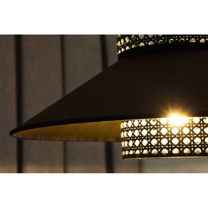 Duolla - Lámpara de techo RIO RATTAN 1xE27/15W/230V diá. 45 cm negro/dorado