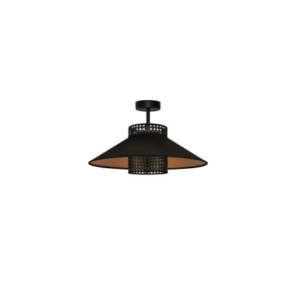Duolla - Lámpara de techo RIO RATTAN 1xE27/15W/230V diá. 45 cm negro/dorado