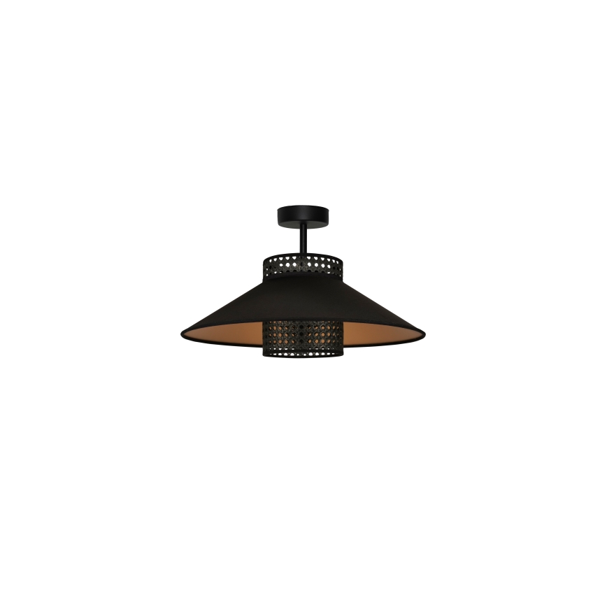 Duolla - Lámpara de techo RIO RATTAN 1xE27/15W/230V diá. 45 cm negro/dorado