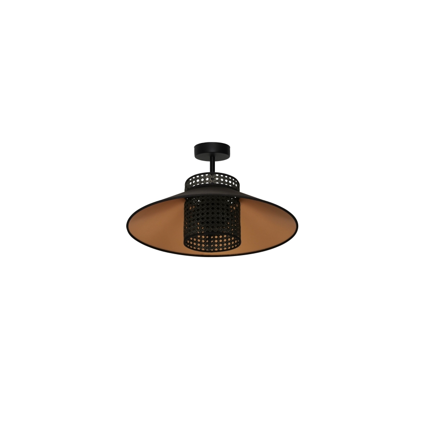 Duolla - Lámpara de techo RIO RATTAN 1xE27/15W/230V diá. 45 cm negro/dorado