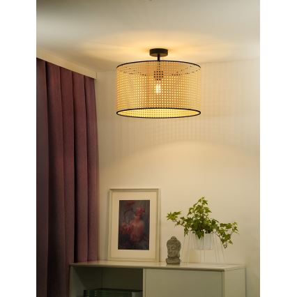 Duolla - Lámpara de techo ROLLER RATTAN 1xE27/15W/230V diá. 45 cm beige/negro