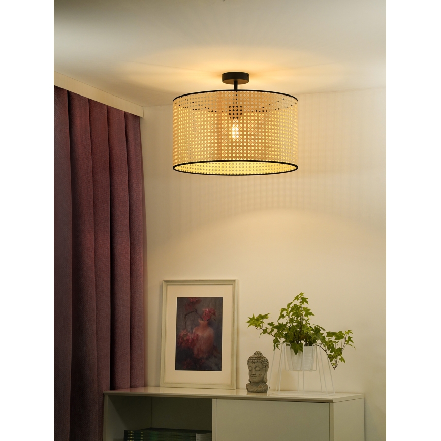 Duolla - Lámpara de techo ROLLER RATTAN 1xE27/15W/230V diá. 45 cm beige/negro