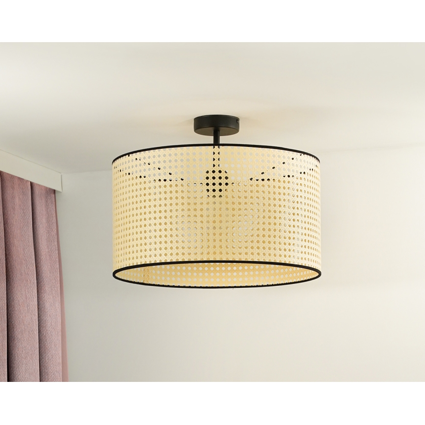 Duolla - Lámpara de techo ROLLER RATTAN 1xE27/15W/230V diá. 45 cm beige/negro