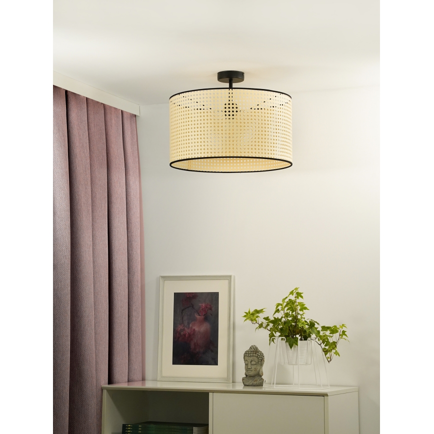 Duolla - Lámpara de techo ROLLER RATTAN 1xE27/15W/230V diá. 45 cm beige/negro