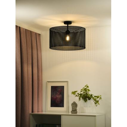 Duolla - Lámpara de techo ROLLER RATTAN 1xE27/15W/230V diá. 45 cm negro