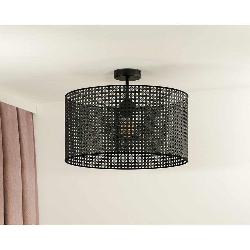 Duolla - Lámpara de techo ROLLER RATTAN 1xE27/15W/230V diá. 45 cm negro