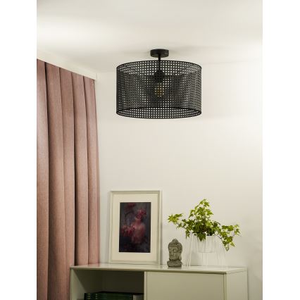 Duolla - Lámpara de techo ROLLER RATTAN 1xE27/15W/230V diá. 45 cm negro
