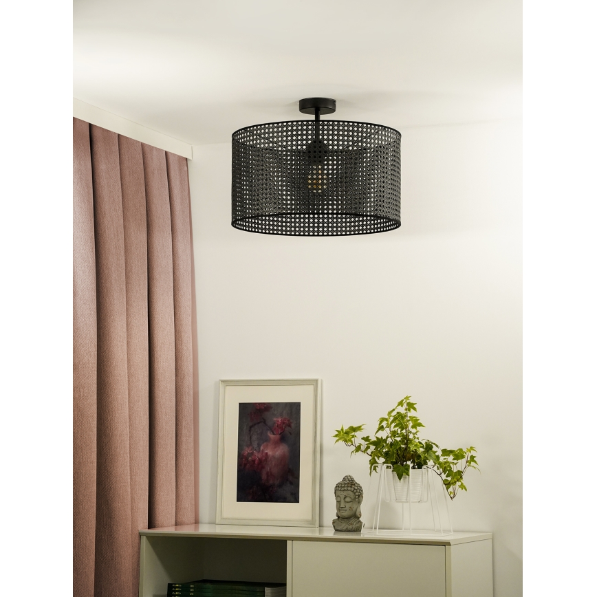 Duolla - Lámpara de techo ROLLER RATTAN 1xE27/15W/230V diá. 45 cm negro