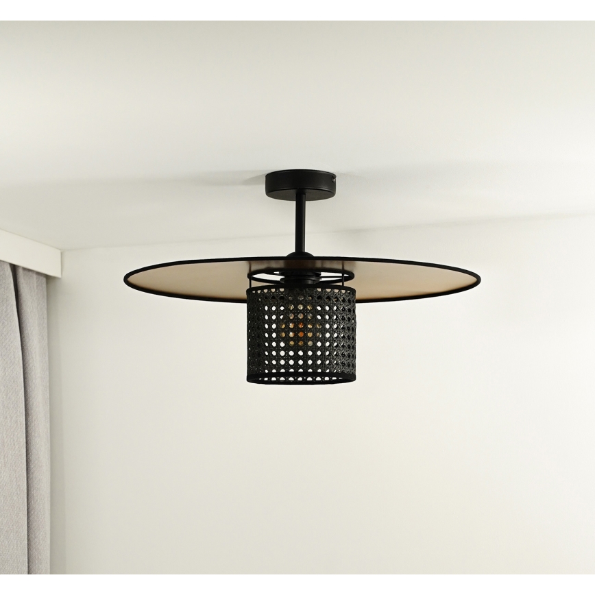 Duolla - Lámpara de techo TOKYO RATTAN 1xE27/15W/230V diá. 50 cm dorado/negro