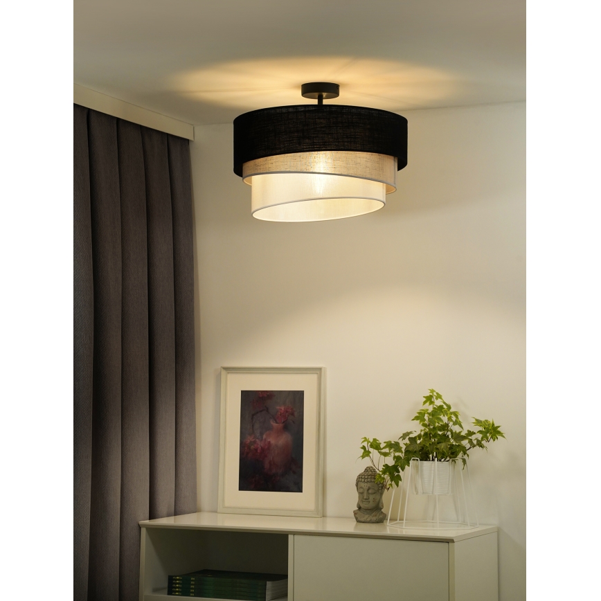 Duolla - Lámpara de techo TRIO 1xE27/15W/230V diá. 45 cm negro/gris/blanco