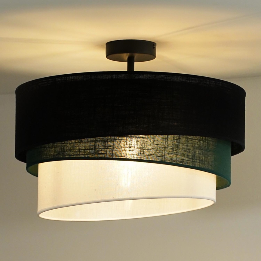 Duolla - Lámpara de techo TRIO 1xE27/15W/230V diá. 45 cm negro/verde/blanco