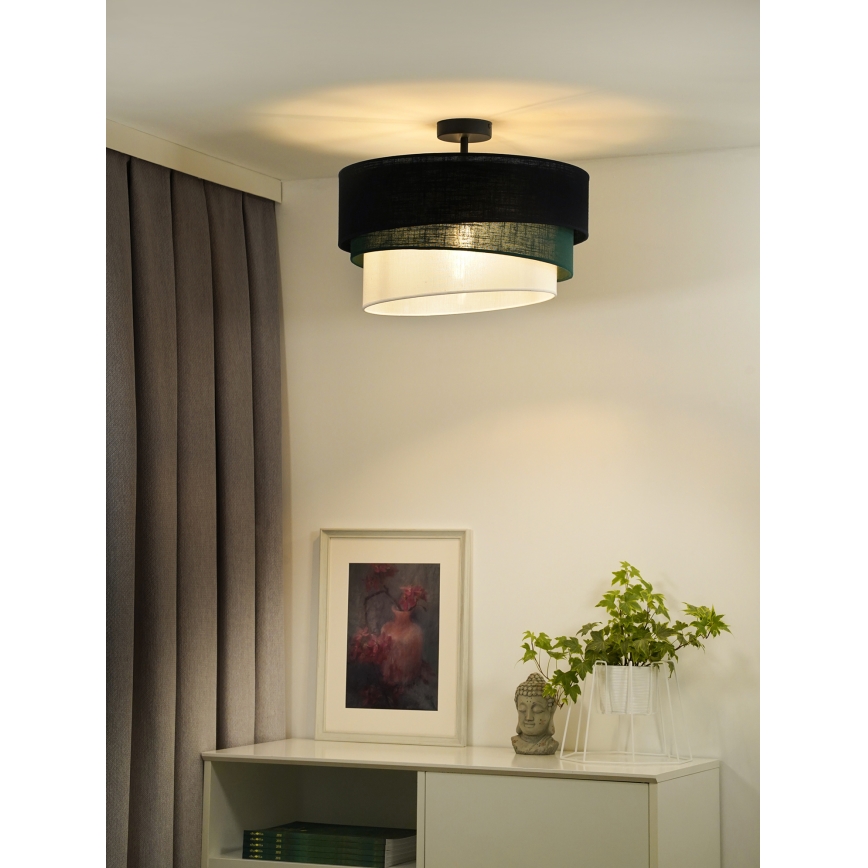 Duolla - Lámpara de techo TRIO 1xE27/15W/230V diá. 45 cm negro/verde/blanco