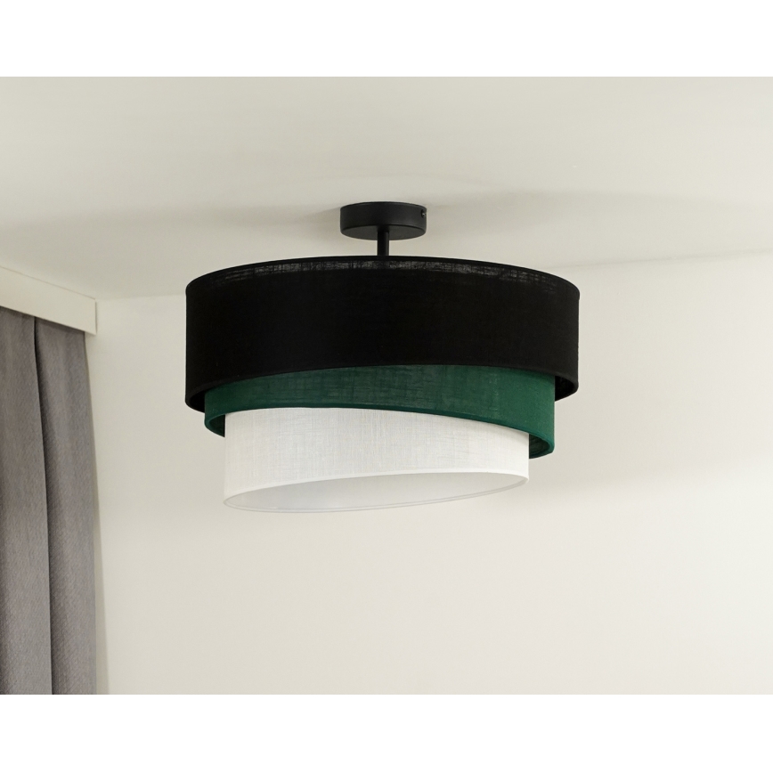 Duolla - Lámpara de techo TRIO 1xE27/15W/230V diá. 45 cm negro/verde/blanco