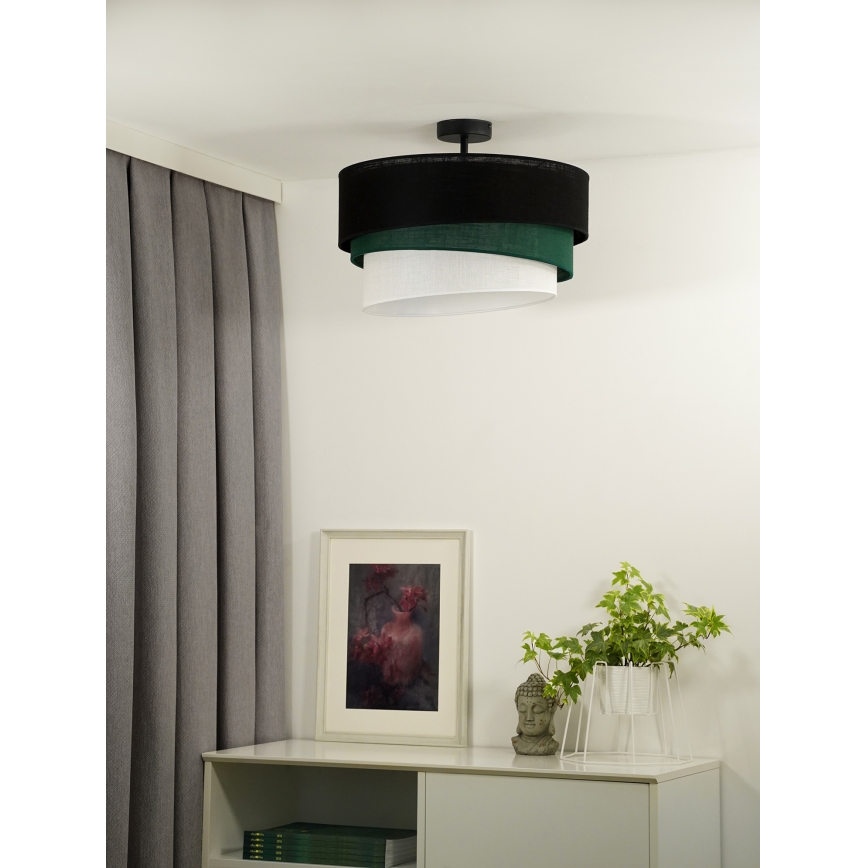 Duolla - Lámpara de techo TRIO 1xE27/15W/230V diá. 45 cm negro/verde/blanco