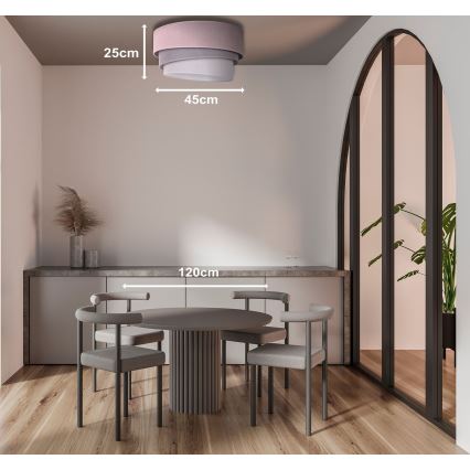 Duolla - Lámpara de techo TRIO 1xE27/15W/230V Ø 45 cm rosa/gris/blanco