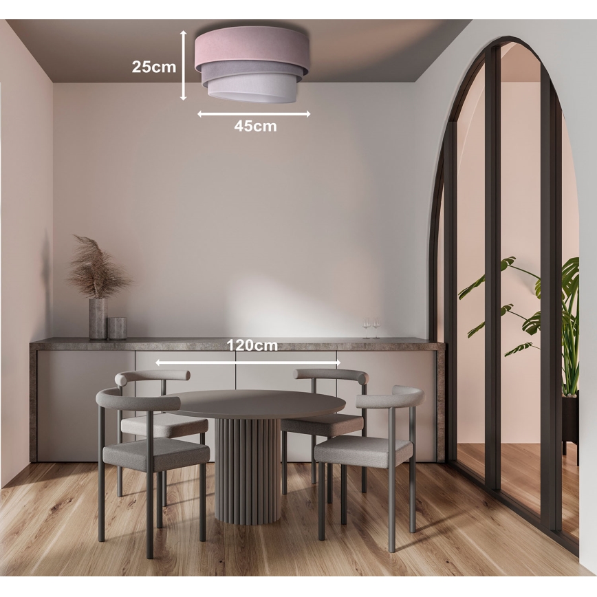 Duolla - Lámpara de techo TRIO 1xE27/15W/230V Ø 45 cm rosa/gris/blanco