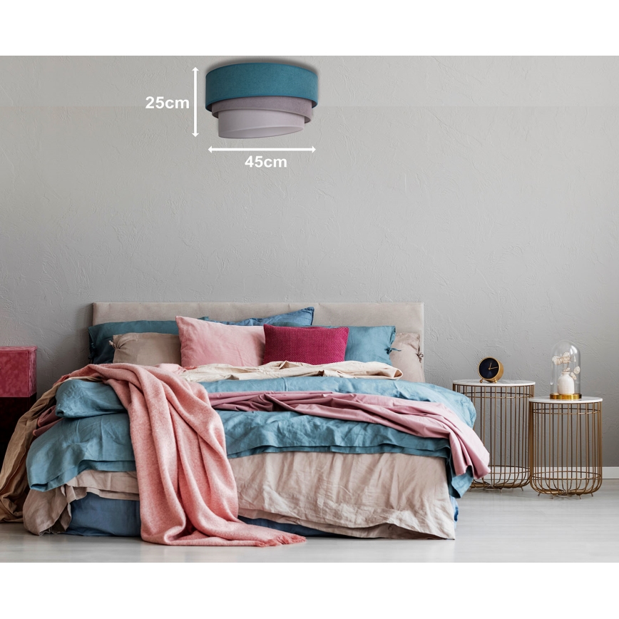 Duolla - Lámpara de techo TRIO 1xE27/15W/230V Ø 45 cm turquesa/gris/blanco