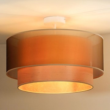 Duolla - Lámpara de techo WOOD BOHO 1xE27/15W/230V diá. 45 cm cobre/beige