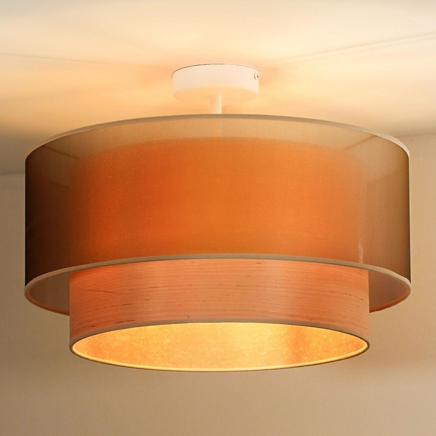 Duolla - Lámpara de techo WOOD BOHO 1xE27/15W/230V diá. 45 cm cobre/beige