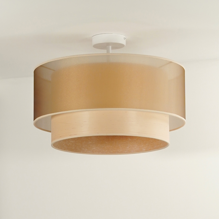 Duolla - Lámpara de techo WOOD BOHO 1xE27/15W/230V diá. 45 cm cobre/beige
