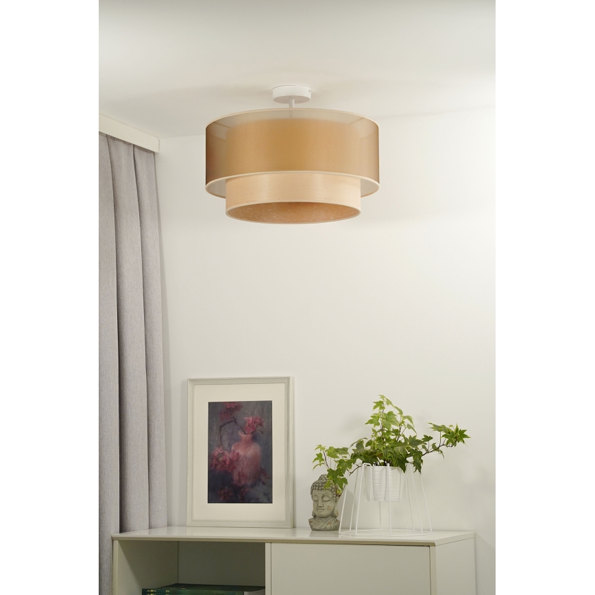 Duolla - Lámpara de techo WOOD BOHO 1xE27/15W/230V diá. 45 cm cobre/beige