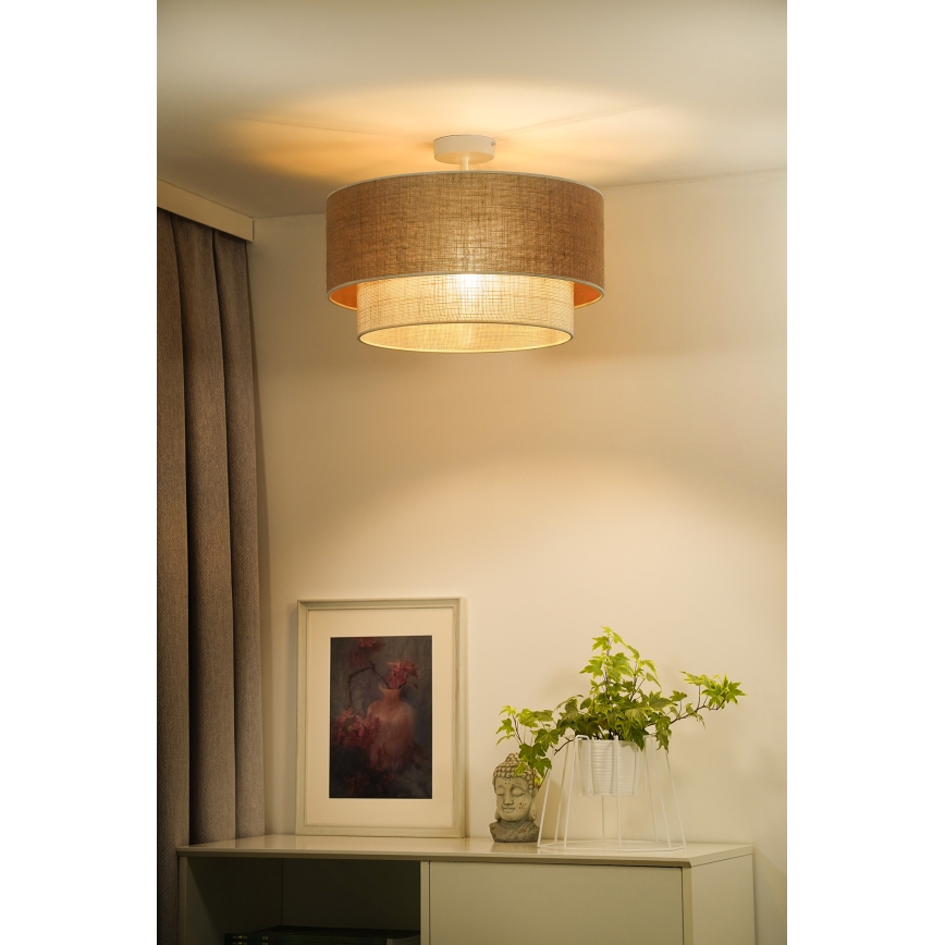 Duolla - Lámpara de techo YUTE BOHO 3xE27/15W/230V diá. 60 cm marrón/color crema