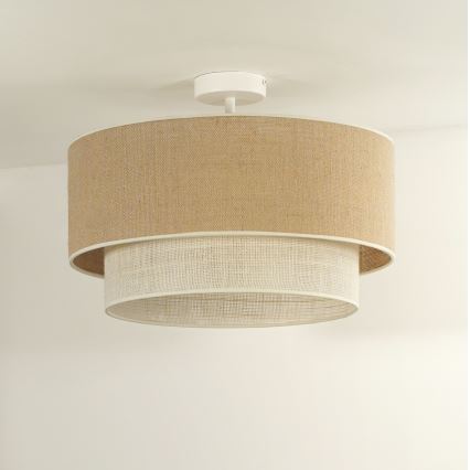 Duolla - Lámpara de techo YUTE BOHO 3xE27/15W/230V diá. 60 cm marrón/color crema