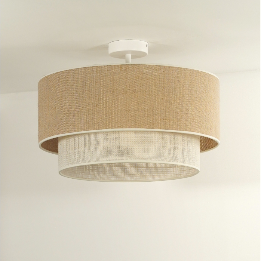 Duolla - Lámpara de techo YUTE BOHO 3xE27/15W/230V diá. 60 cm marrón/color crema