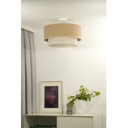 Duolla - Lámpara de techo YUTE BOHO 3xE27/15W/230V diá. 60 cm marrón/color crema