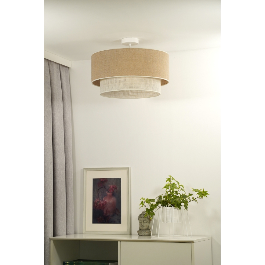 Duolla - Lámpara de techo YUTE BOHO 3xE27/15W/230V diá. 60 cm marrón/color crema