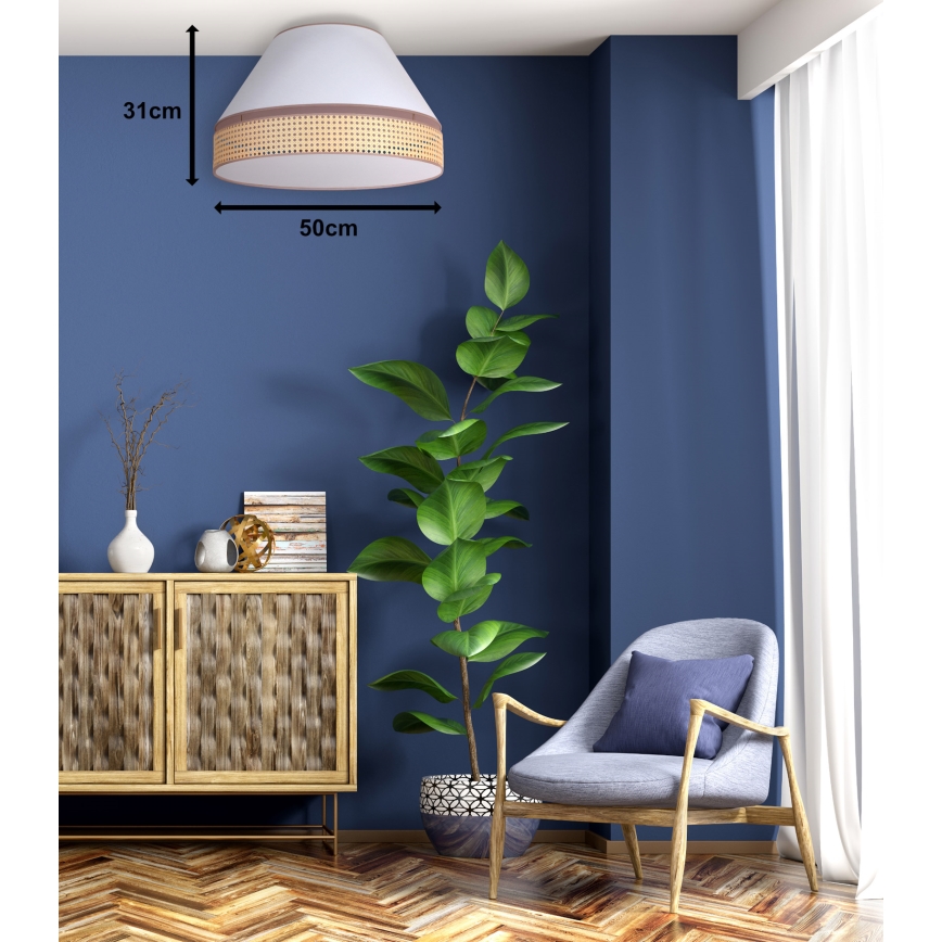 Duolla - Plafón AVIGNON 1xE27/15W/230V diá. 50 cm blanco/ratán
