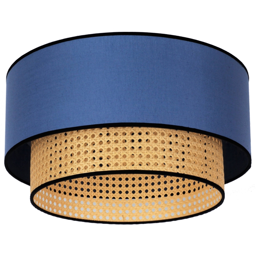 Duolla - Plafón BOHO 1xE27/15W/230V diá. 45 cm azul/ratán