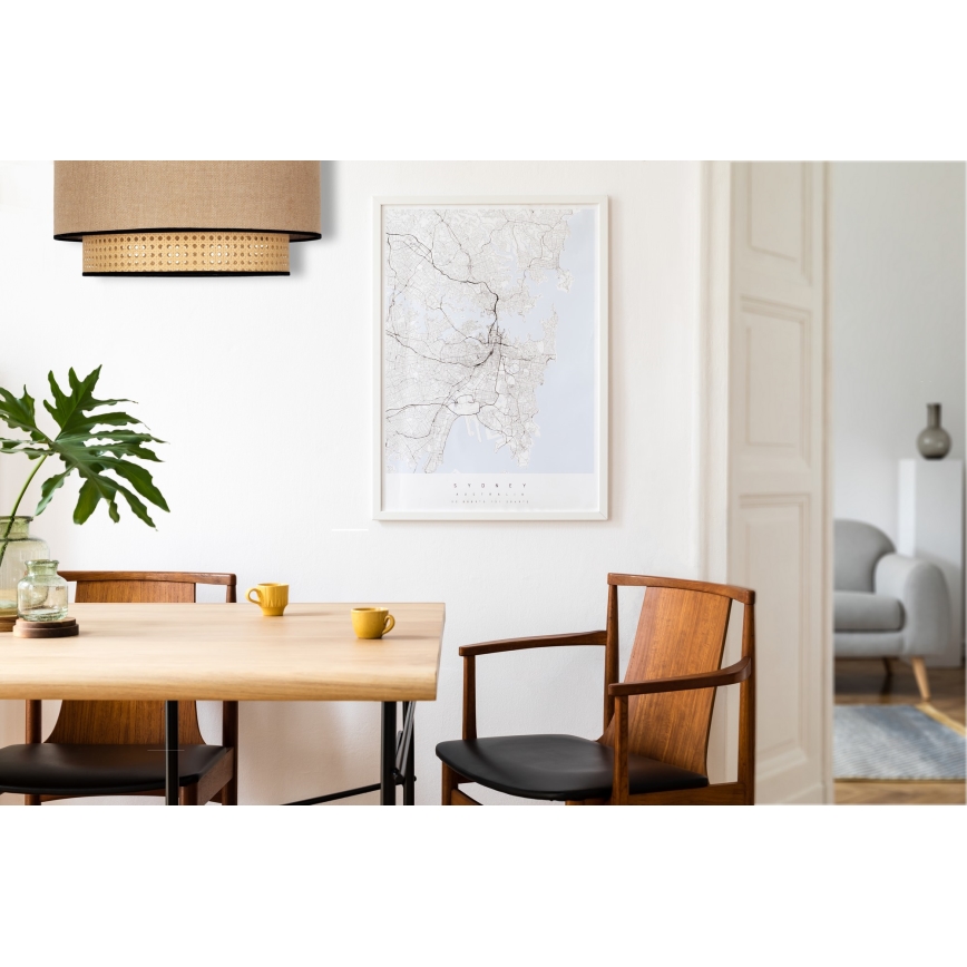 Duolla - Plafón BOHO 1xE27/15W/230V diá. 45 cm beige/ratán