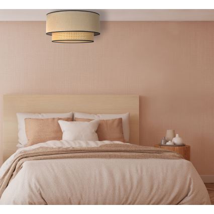 Duolla - Plafón BOHO 1xE27/15W/230V diá. 45 cm beige/ratán