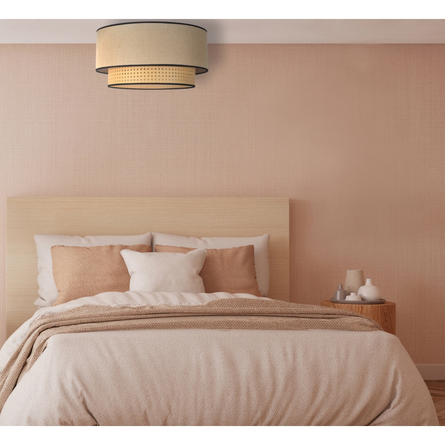 Duolla - Plafón BOHO 1xE27/15W/230V diá. 45 cm beige/ratán