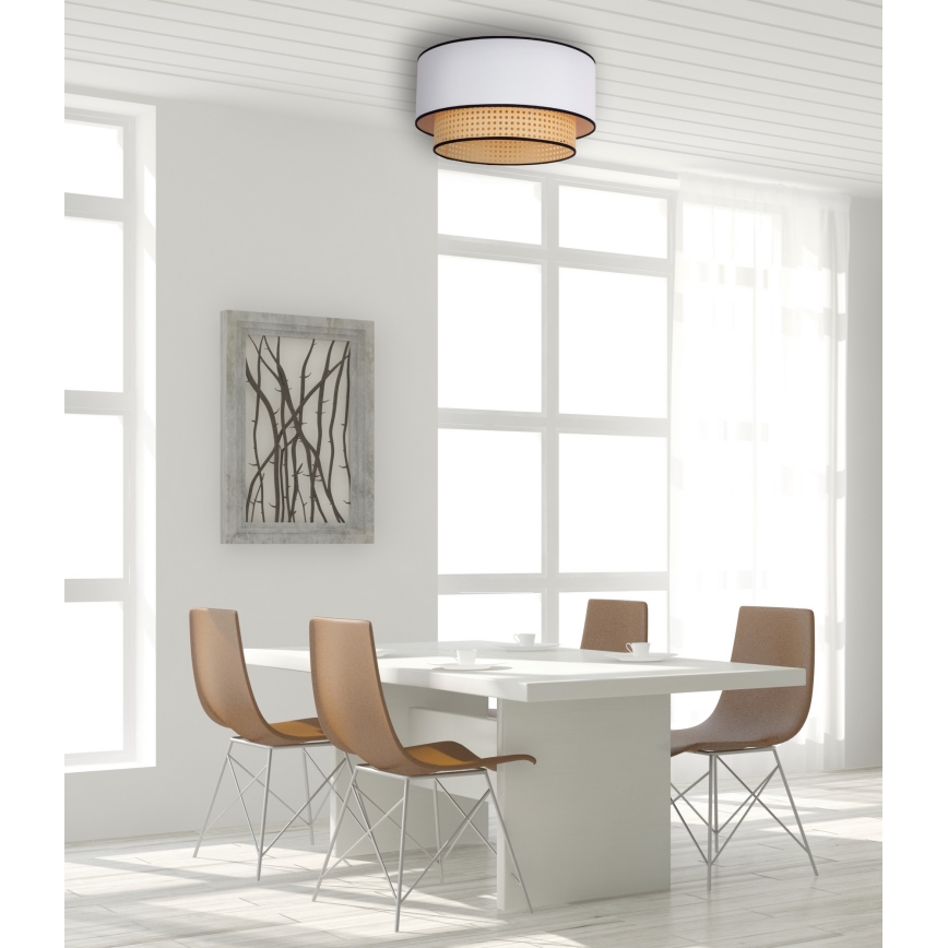 Duolla - Plafón BOHO 1xE27/15W/230V diá. 45 cm blanco/ratán