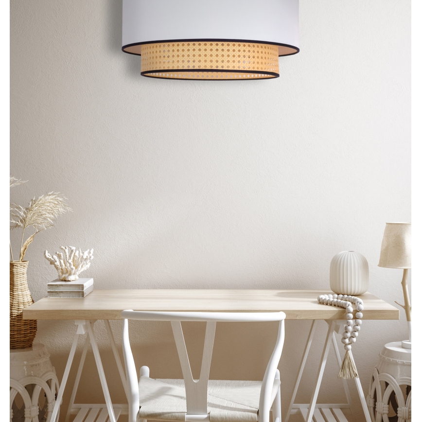 Duolla - Plafón BOHO 1xE27/15W/230V diá. 45 cm blanco/ratán