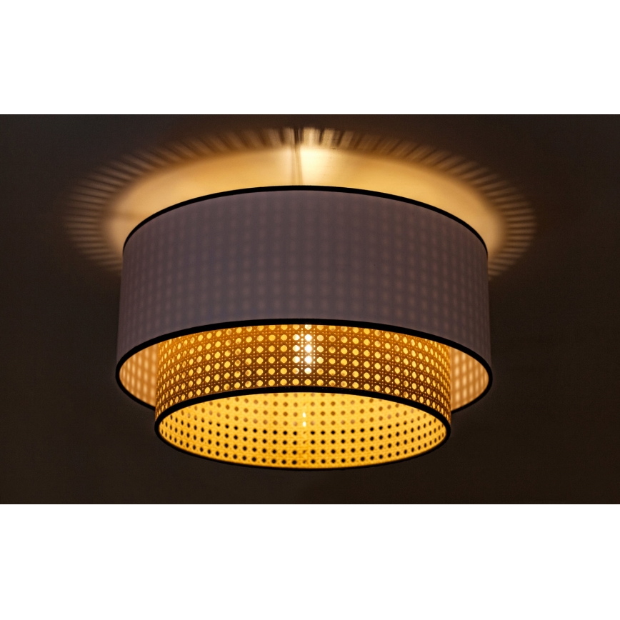 Duolla - Plafón BOHO 1xE27/15W/230V diá. 45 cm blanco/ratán