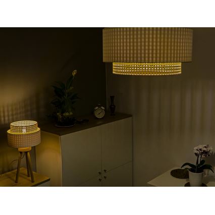 Duolla - Plafón BOHO 1xE27/15W/230V diá. 45 cm color crema/ratán