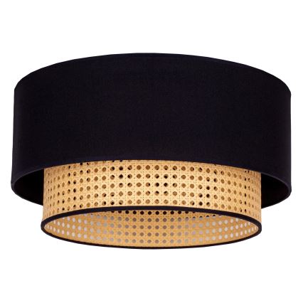 Duolla - Plafón BOHO 1xE27/15W/230V diá. 45 cm negro/ratán