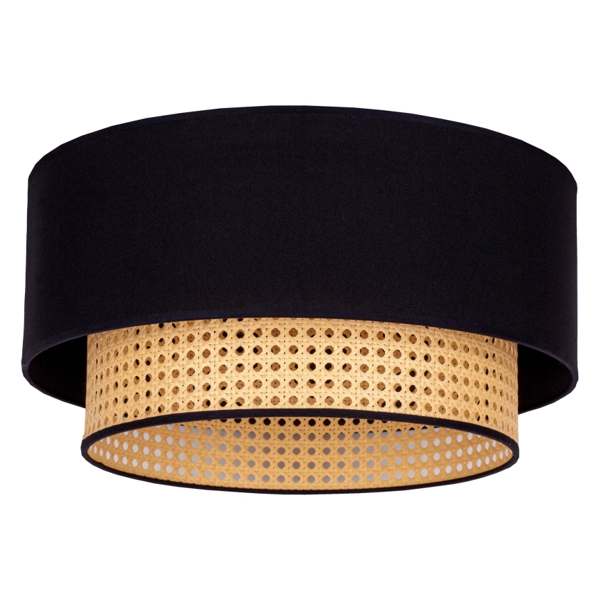 Duolla - Plafón BOHO 1xE27/15W/230V diá. 45 cm negro/ratán