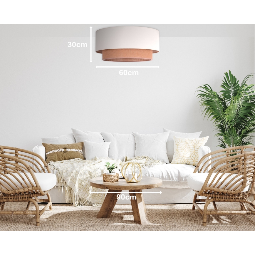 Duolla - Plafón BOHO 3xE27/15W/230V diá. 60 cm beige/marrón