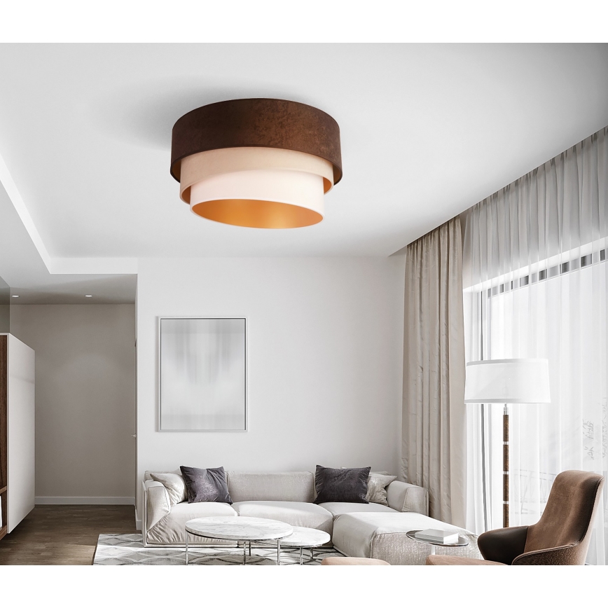 Duolla - Plafón DEVON 1xE27/40W/230V diá. 45 cm marrón/beige