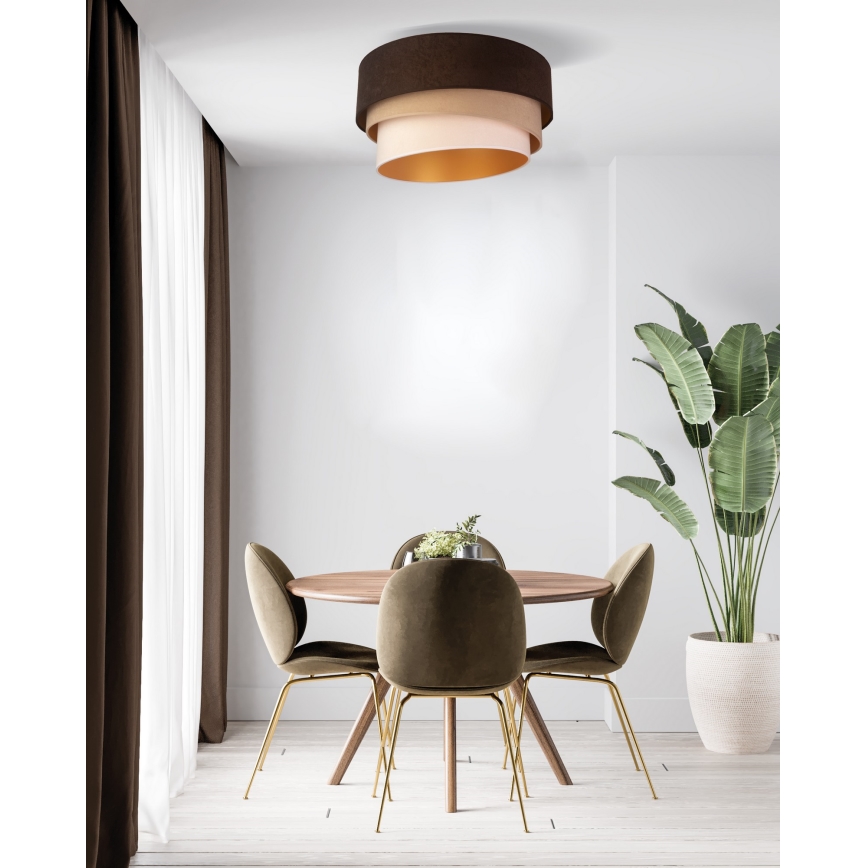 Duolla - Plafón DEVON 1xE27/40W/230V diá. 45 cm marrón/beige