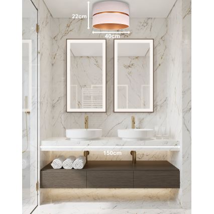 Duolla - Plafón DUO 1xE27/15W/230V diá. 40 cm beige/dorado