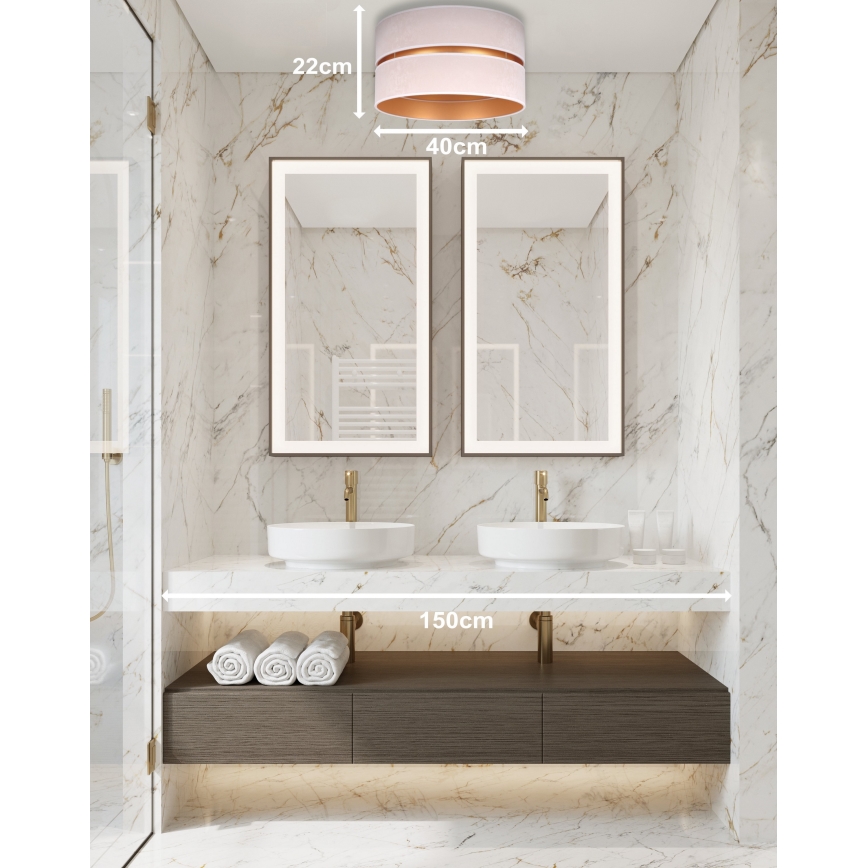 Duolla - Plafón DUO 1xE27/15W/230V diá. 40 cm beige/dorado