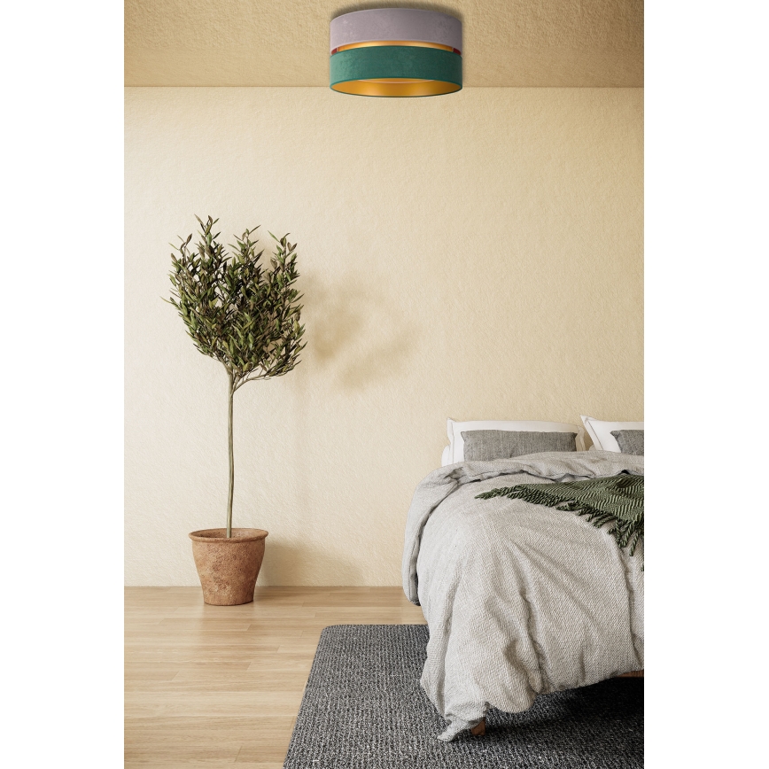Duolla - Plafón DUO 1xE27/15W/230V diá. 40 cm gris/verde/dorado