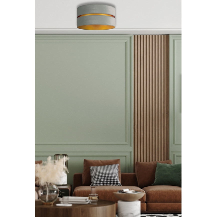 Duolla - Plafón DUO 1xE27/15W/230V diá. 40 cm verde claro/dorado